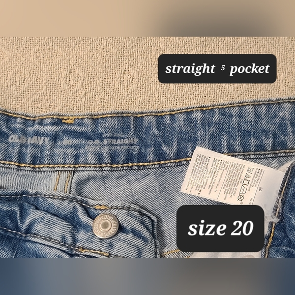 Old Navy denim jean shirts rolled hem 5 pocket mfg distressed size 20 - Picture 3 of 7